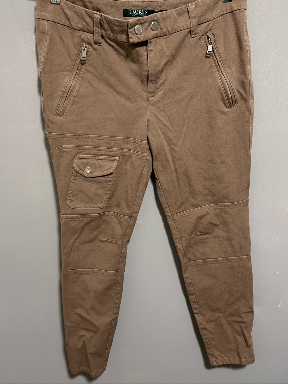 Lauren Ralph Lauren- Neutral Tan Skinny Utility Pants. Size 8P